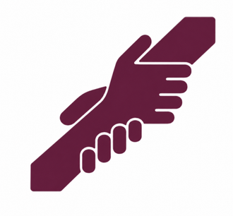 Two hands clasping to uplift one another